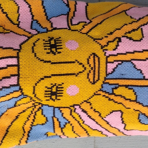 Sunshine Knit Tote Bag - Yellow, Pink, Blue - Picture 2 of 8